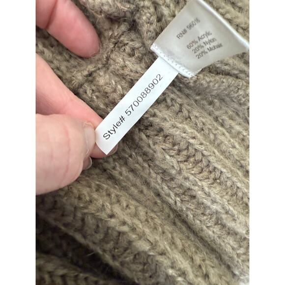 Boston Proper Neutral Mohair Faux Fur Pom Pom Knit Tie Waist Cardigan Sweater XS - Picture 4 of 9